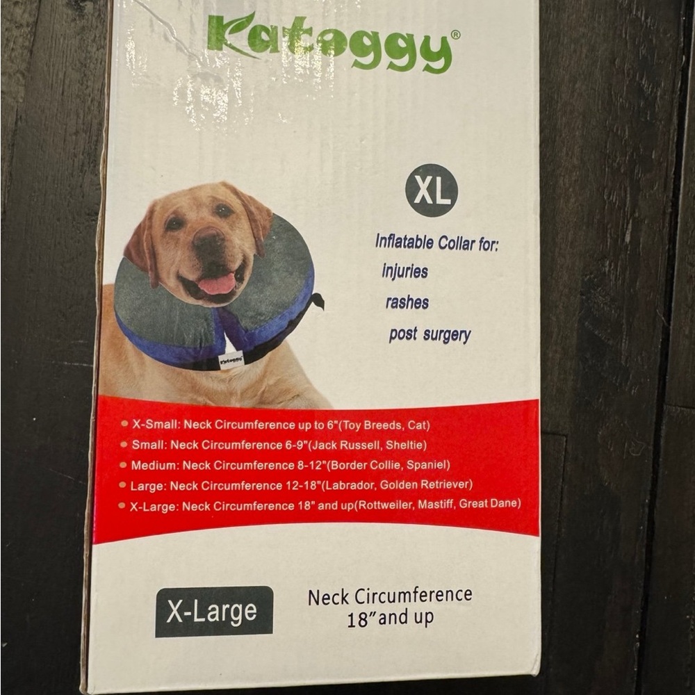 New Katoggy Inflatable Dog Collar, for Dogs After Surgery, XL